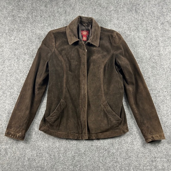 Eddie Bauer Jackets & Blazers - Eddie Bauer Jacket Womens M Brown Seattle Suede Washable Leather Zip Up Coat